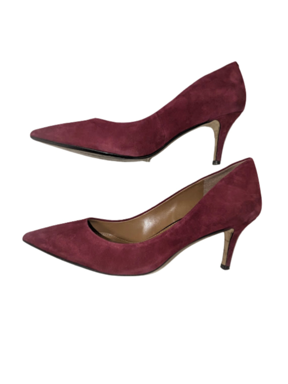 Banana Republic Suede Pumps 8 Burgundy Pointed Toe Stiletto Heels Office Siren - Picture 5 of 12